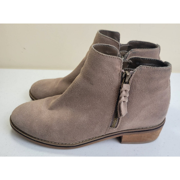 Blondo Ankle Booties Liam B5859-MSH Tan Suede Waterproof Side Zip Womens Sz 8.5M - Picture 1 of 11